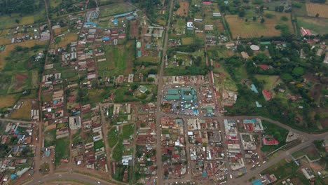 aerial view over a market in a african village - top down, drone shot