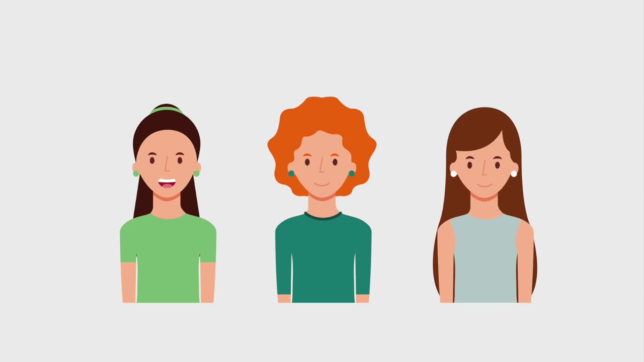 초상화 세 명의 여성 캐릭터 팀워크