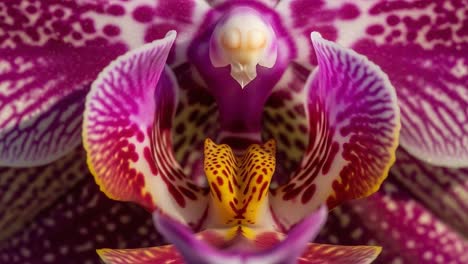 exploring the intricate beauty of a vibrant orchid flower, showcasing a unique symmetry and striking color patterns that captivate the eye and elevate nature's aesthetics