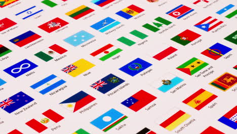 An-illustration-chart-or-poster-in-a-diagonal-position-revealing-different-kinds-of-colourful-national-flags-zoomed-out