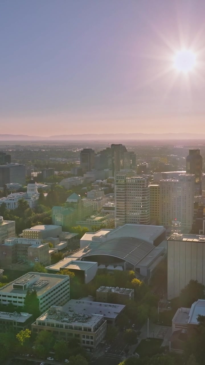 Vista aérea da região central de Sacramento