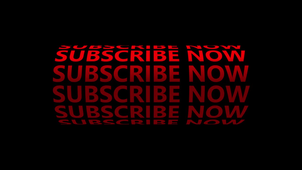 Subscribe now. Red text typography. Loop Animation on black background Animated Banner.