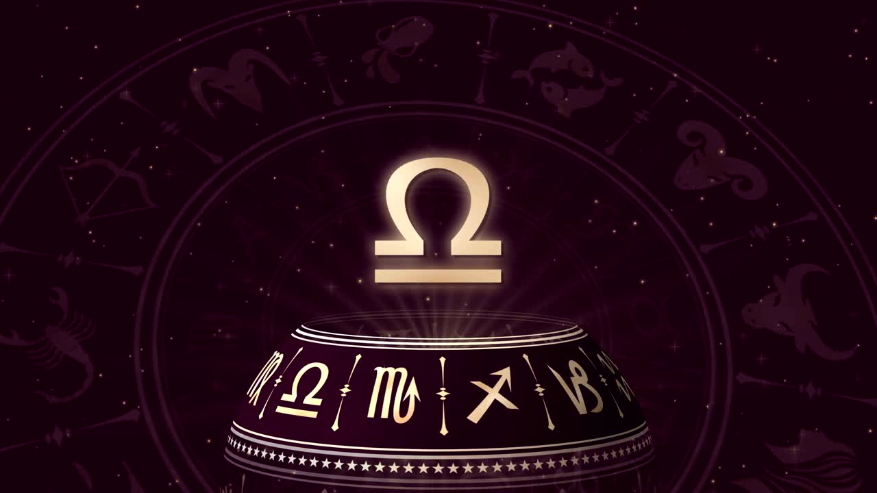 Zodiac sign Libra and horoscope wheel