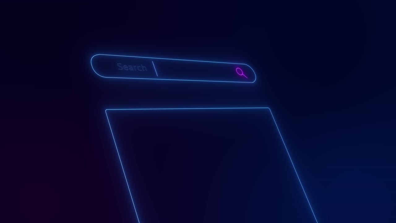 Animation af internetsøgelinje, websøgemaskineværktøj, innovation inden for AI-teknologi, søger AI