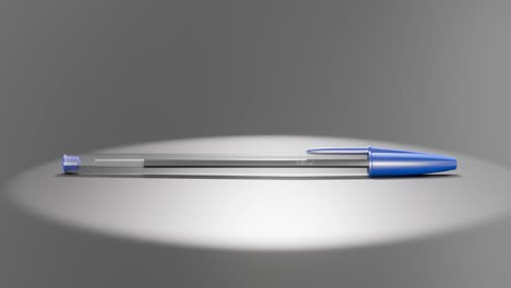 Animación-3D-De-Un-Bolígrafo-Bic-Azul-Sobre-Un-Fondo-Blanco-Con-Un-Foco