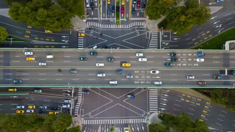 day light taipei cityscape traffic road junction aerial down view 4k timelapse taiwan