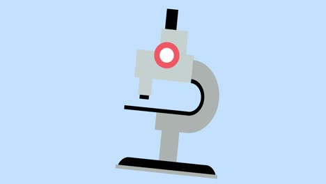animación del icono del microscopio que se mueve sobre un fondo azul