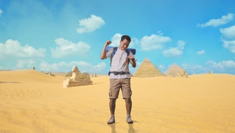 tourist in the egyptian desert