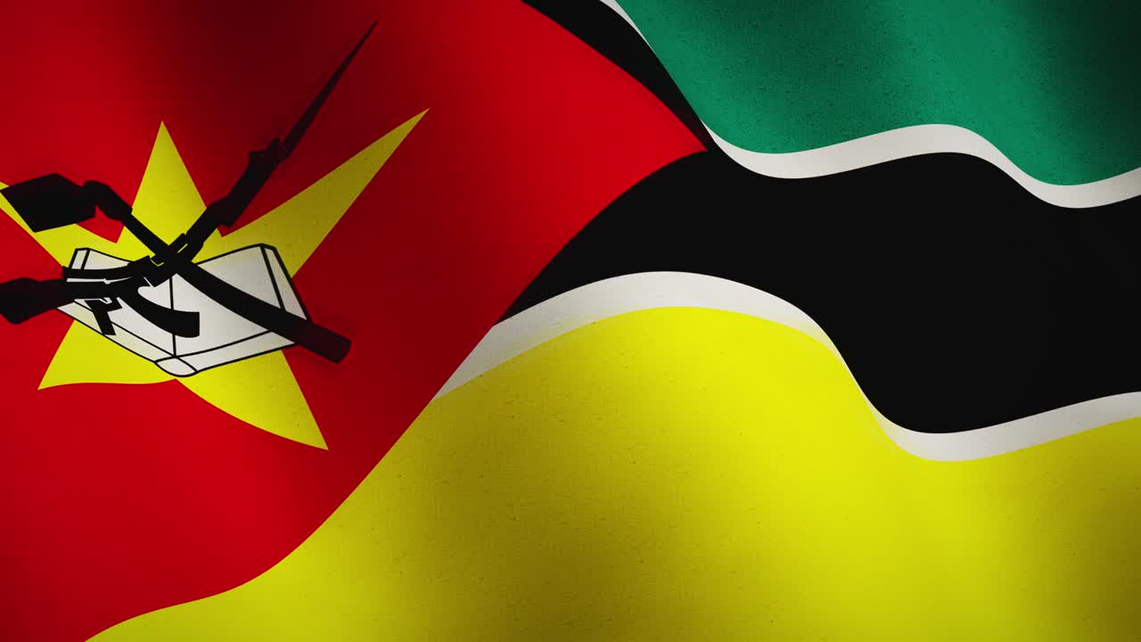 мозамбик размахивает флагом вблизи означает свободу или правительство - цикл видео анимации