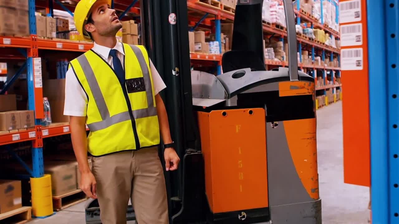 Supervisor looking at inventory stock