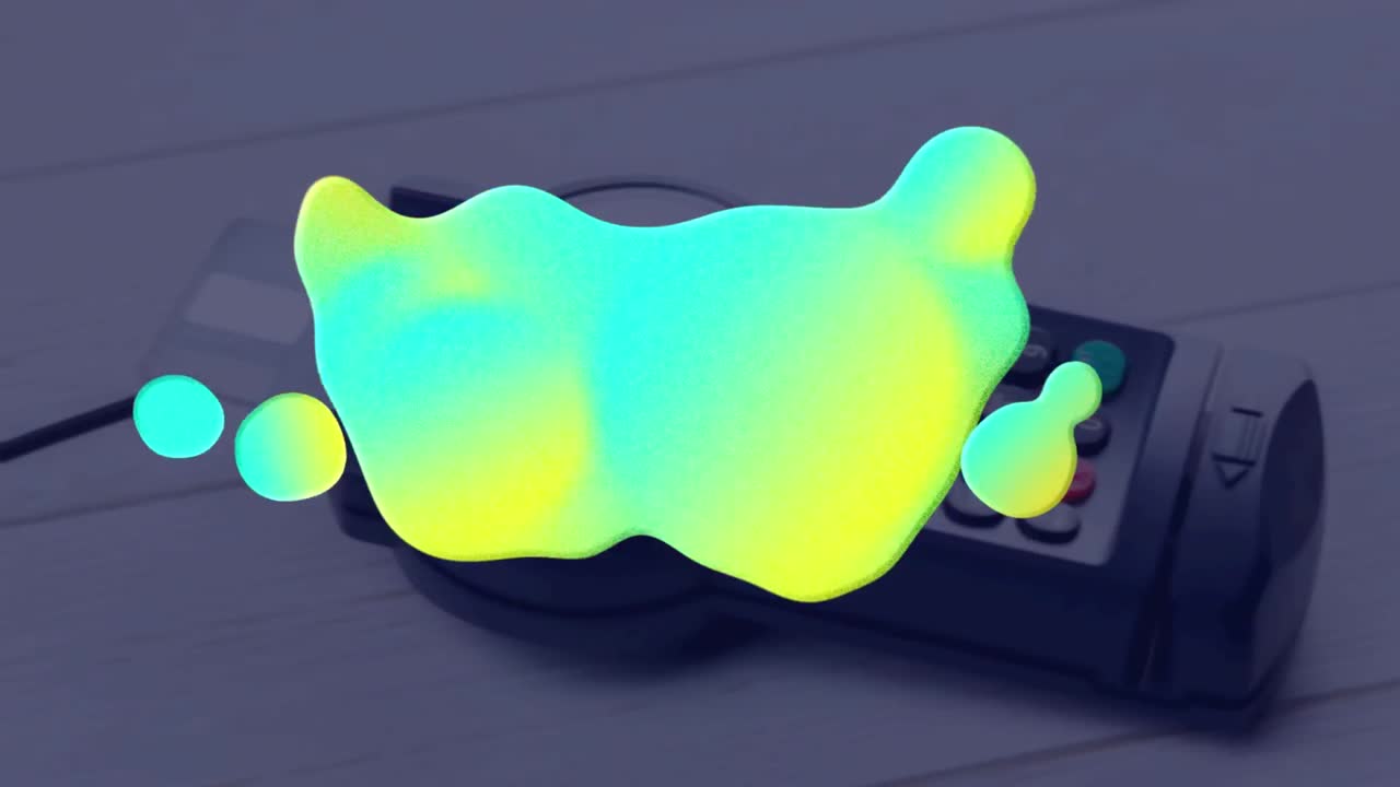 Animation of colorful stain over payment terminal