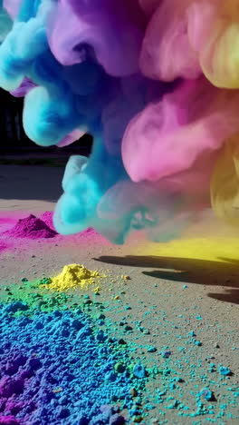 rainbow powder and smoke explosion