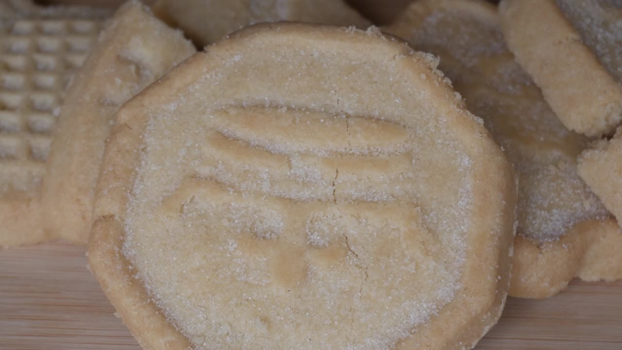 Close-up of shortbread cookies, sugary texture, homemade treat vibe