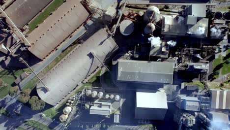 cotton processing factory buildings in an industrial park in brazil, drone view