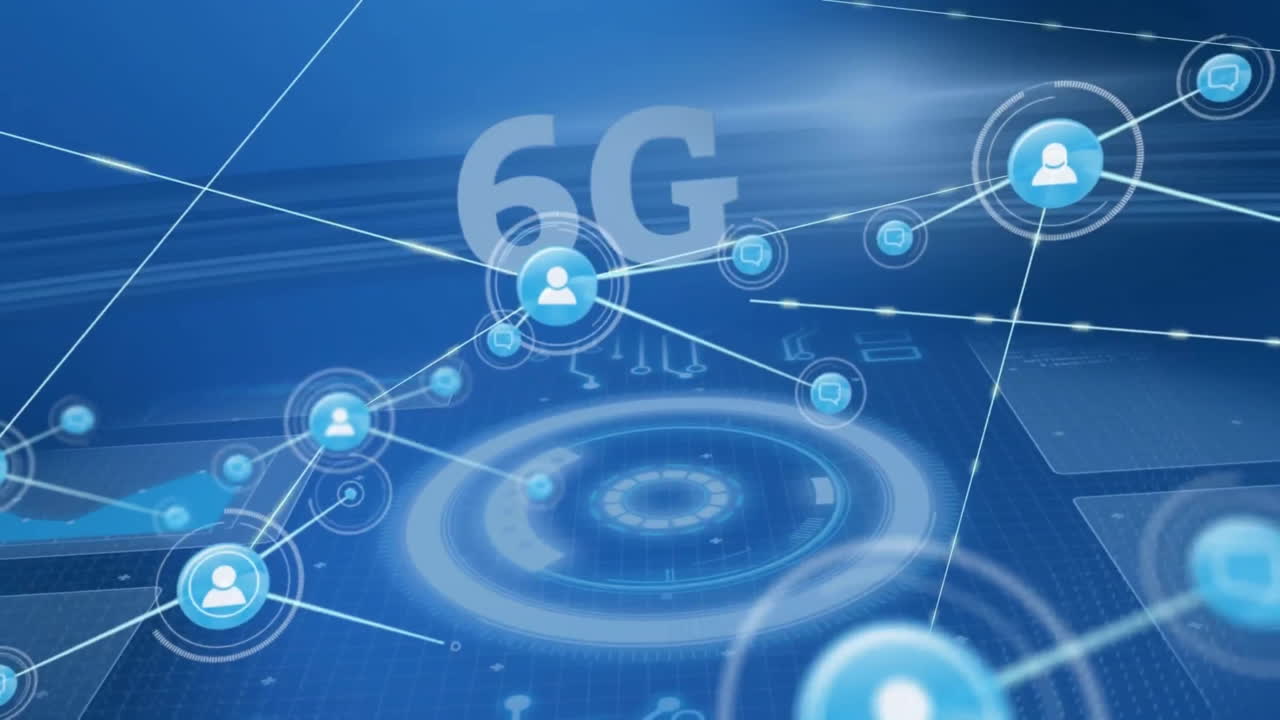 animación de texto 6g, redes y procesamiento de datos digitales en el ámbito de aplicación