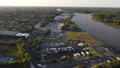 an wide-angle aerial shot of the yacht club in náutico san isidro, buenos aires