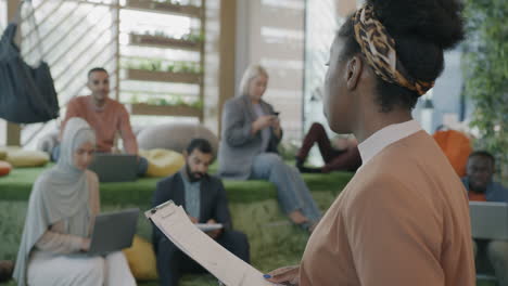 diverse team in a modern co-working space