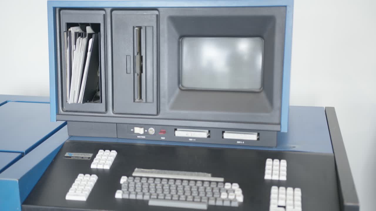 Vintage Mainframe Computer System with Keyboard and Card Reader