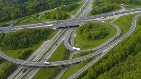 aerial view of autobahn beside stuttgart