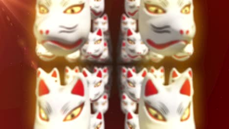 Japanese traditional style fox face mask loop animation