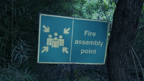 símbolo que marca el punto de reunión de fuego en la zona forestal de karura en nairobi, kenya