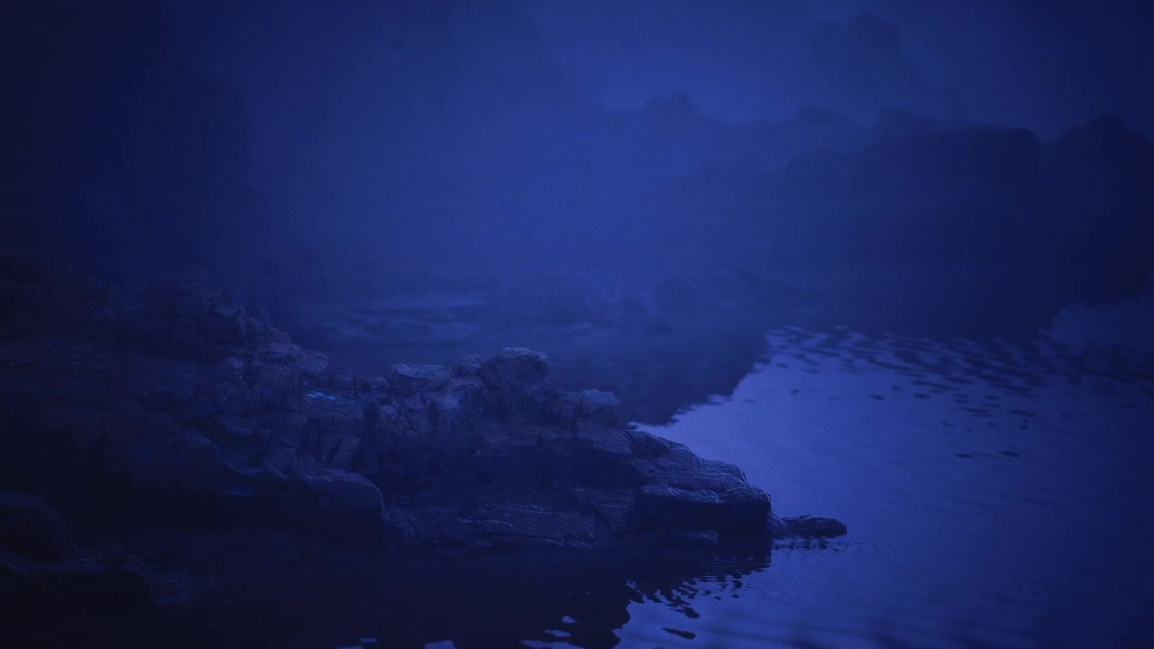 Superficie oceanica blu profondo che mette in risalto texture granulose e sottili giochi d'ombra.