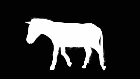 a donkey walking on black background with alpha channel included at the end of the video, 3d animation, side view, animated animals, seamless loop animation