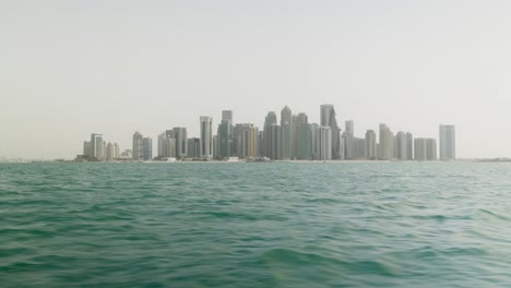 doha, qatar city scape from boat