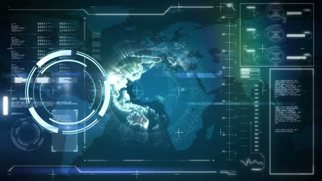 animation of processing circle over data and globe
