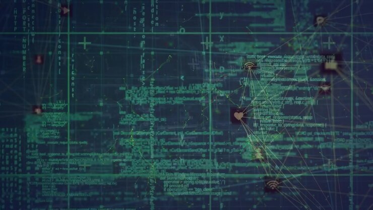 Digital Network Connection and Data Processing Visualization