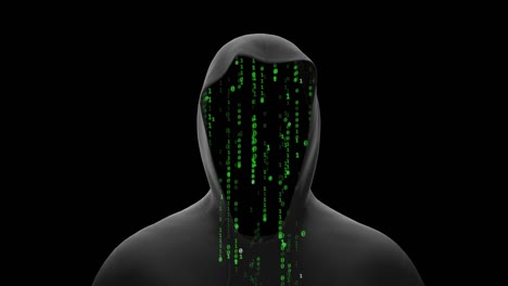 en una sudadera con capucha - código de matriz de hacker