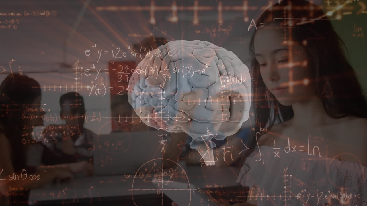 animación de ecuaciones matemáticas y cerebro digital en diversos estudiantes