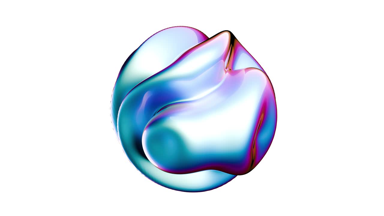 Abstract Iridescent Fluid Shape Morphing on White Background