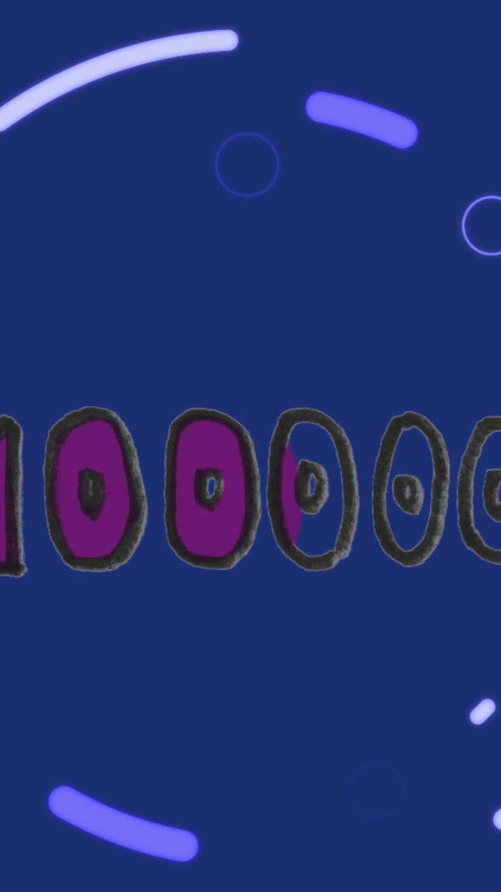 Animation of 1000000 number and abstract shapes on dark blue background