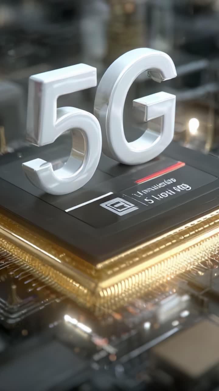 Migliorare la connettività: primo piano di un processore 5G all'avanguardia che mette in evidenza la tecnologia avanzata per la comunicazione di nuova generazione