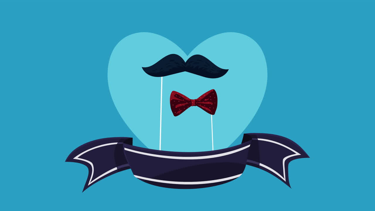 Fathers Day Illustration with Heart, Bowtie and Mustache