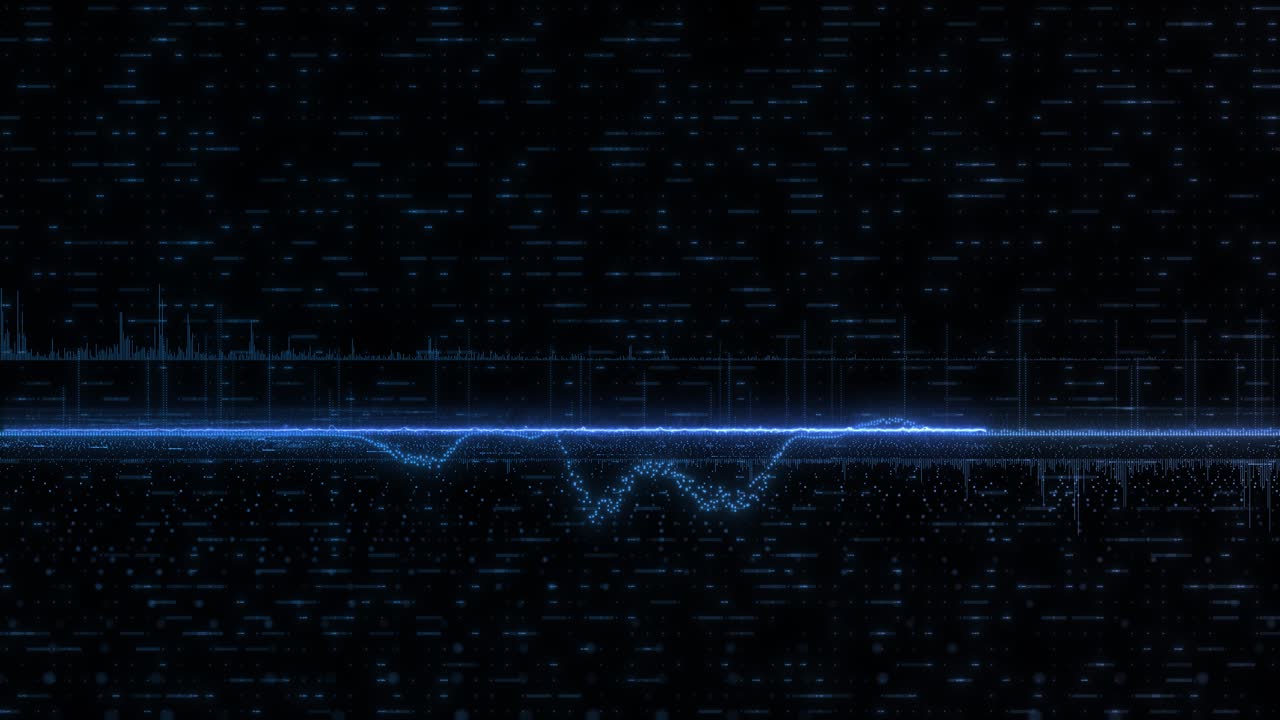 Abstract cyber big data flow particles big data flow artificial intelligence lines grid wave ideal