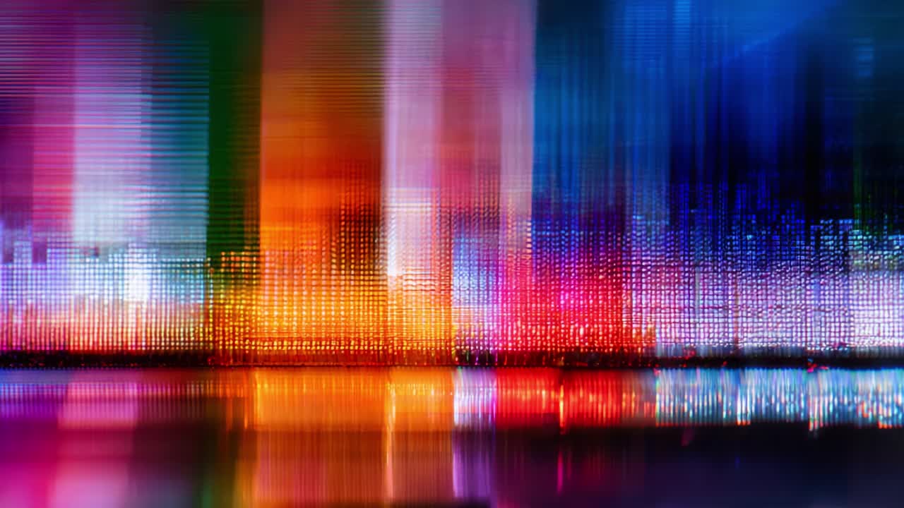Vibrant Abstract Colorful Patterns Displaying Dynamic Light Interactions and Fluid Reflections Captured in Motion, Showcasing Artistic Expression Through Technology and Design