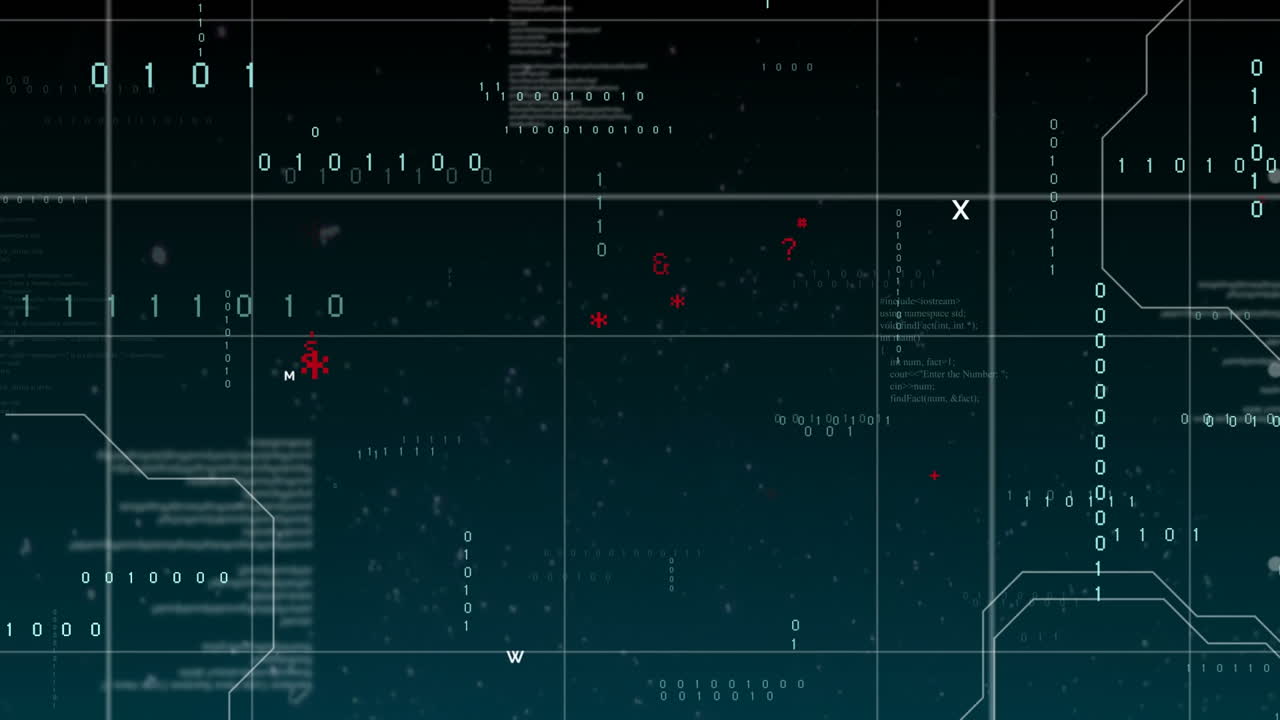 Animation of data processing on black background