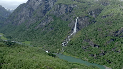 rjoandefossen waterfall in norway - flam