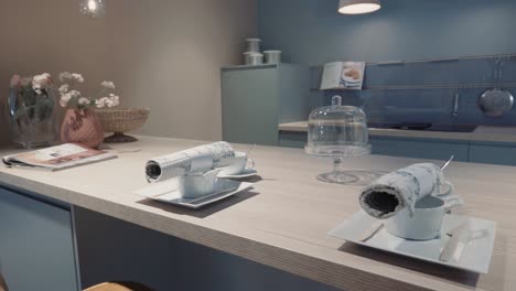 kitchen showroom dining top details gimbal shot