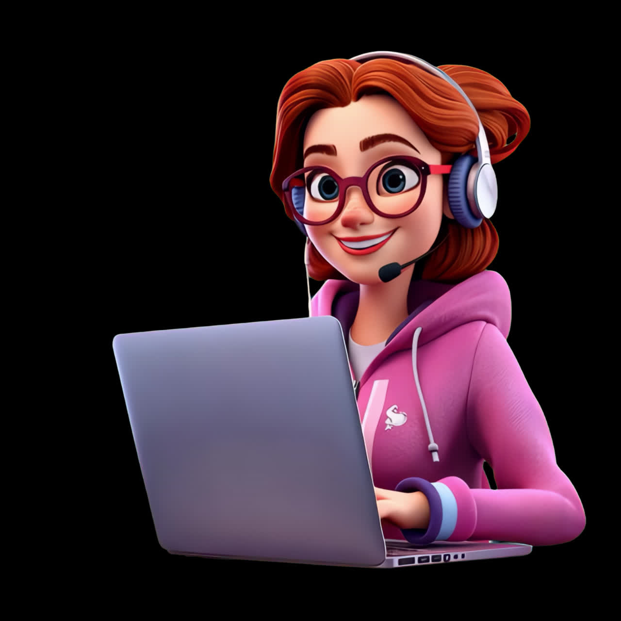 Animated customer service representative animation isolated asset, transparent 4K video, alpha