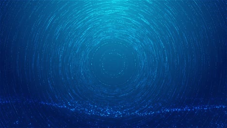 circular glowing rings tiny particles move in blue space layered motion adds futuristic depth for