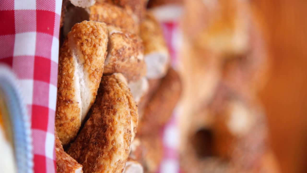 Simit bagels in a basket