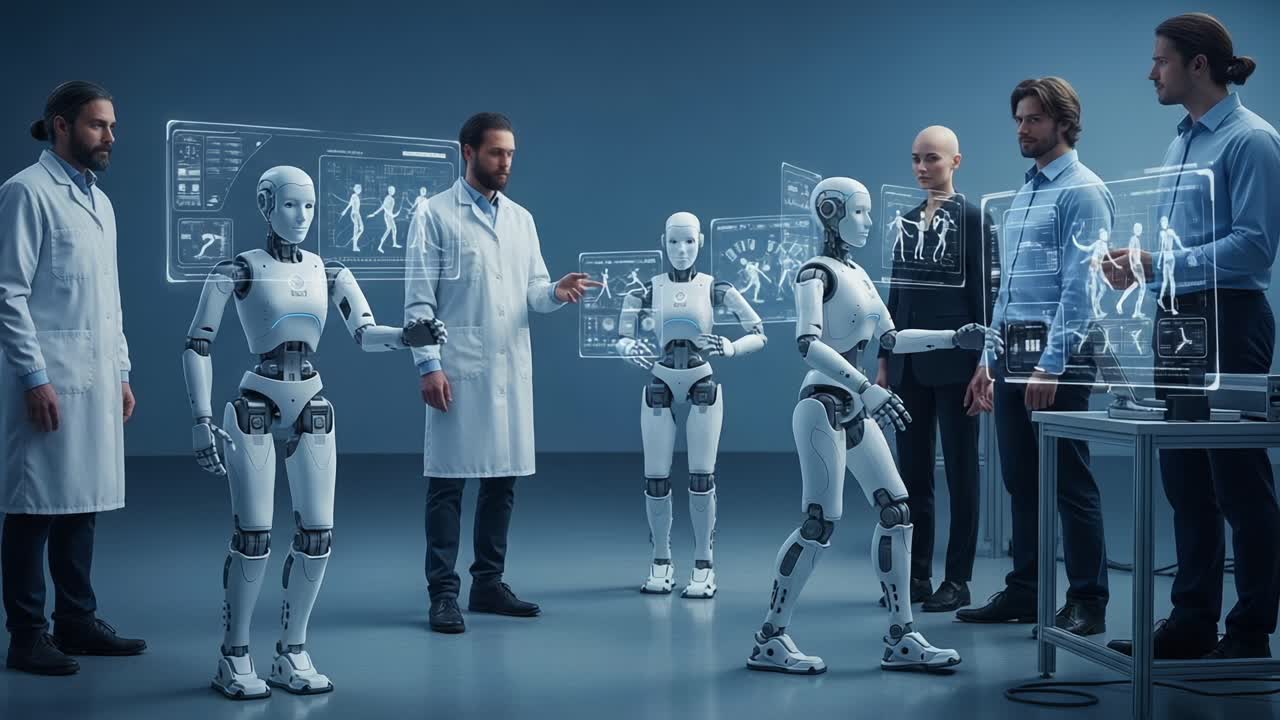 Engaging Scientists Collaborate with Humanoid Robots in a High-Tech Research Environment to Explore Advanced Robotics and Human Interaction Dynamics