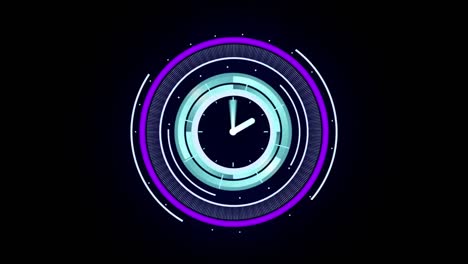 animation of scope scanning with clock over black background