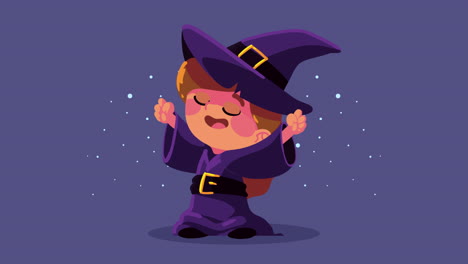 happy halloween animation with witch