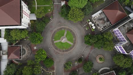 aerial view of circular park in city