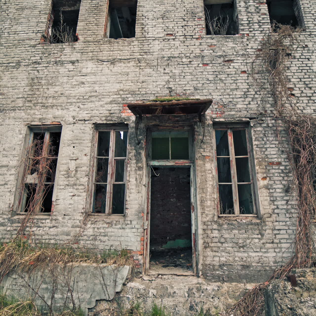 Abandoned factory. Ruins of a very heavily polluted industrial factory