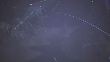 animación de la red de conexiones sobre las montañas